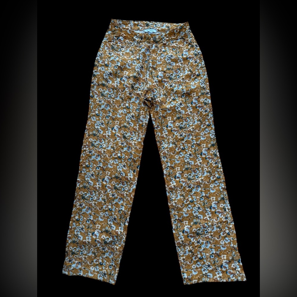Polagram High Rise Floral Corduroy Pants size Small